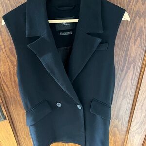 SET Urban Deluxe Viscose Wool Sleeveless Blazer Vest Long Black Small EUC
